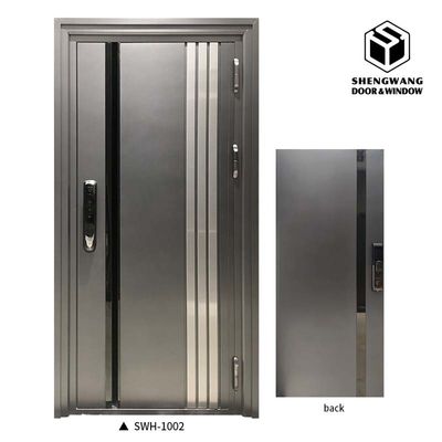 Chất liệu chống trộm bột phủ kết thúc Modern nhôm cửa ra vào thương mại màu xám