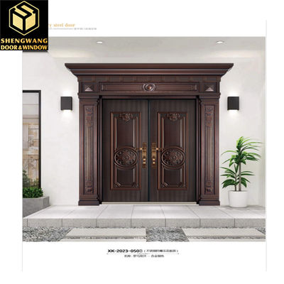 Chất liệu chống trộm bột phủ kết thúc Modern nhôm cửa ra vào thương mại màu xám